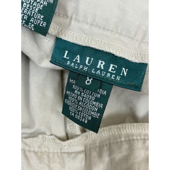 LAUREN RALPH LAUREN Size 8 Khaki Wide Leg Cotton Cropped Capris Pants W/Pockets - Picture 6 of 11